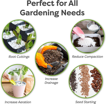 Organic Perlite by  — Add to Soil for Indoor & Outdoor Container Plants for Drainage Management and Enhanced Growth (8Qts.)