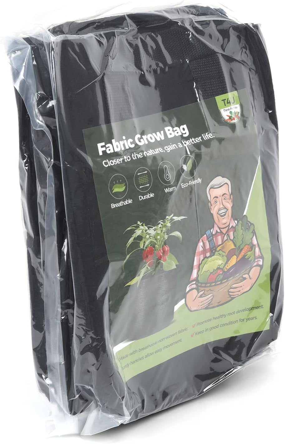 Fabric Plant Grow Bags with Handle 10 Gallon Pack of 5, Heavy Duty Nonwoven Smart Garden Pot Thickened Aeration Nursery Container Black for Outdoor Flower and Vegetables