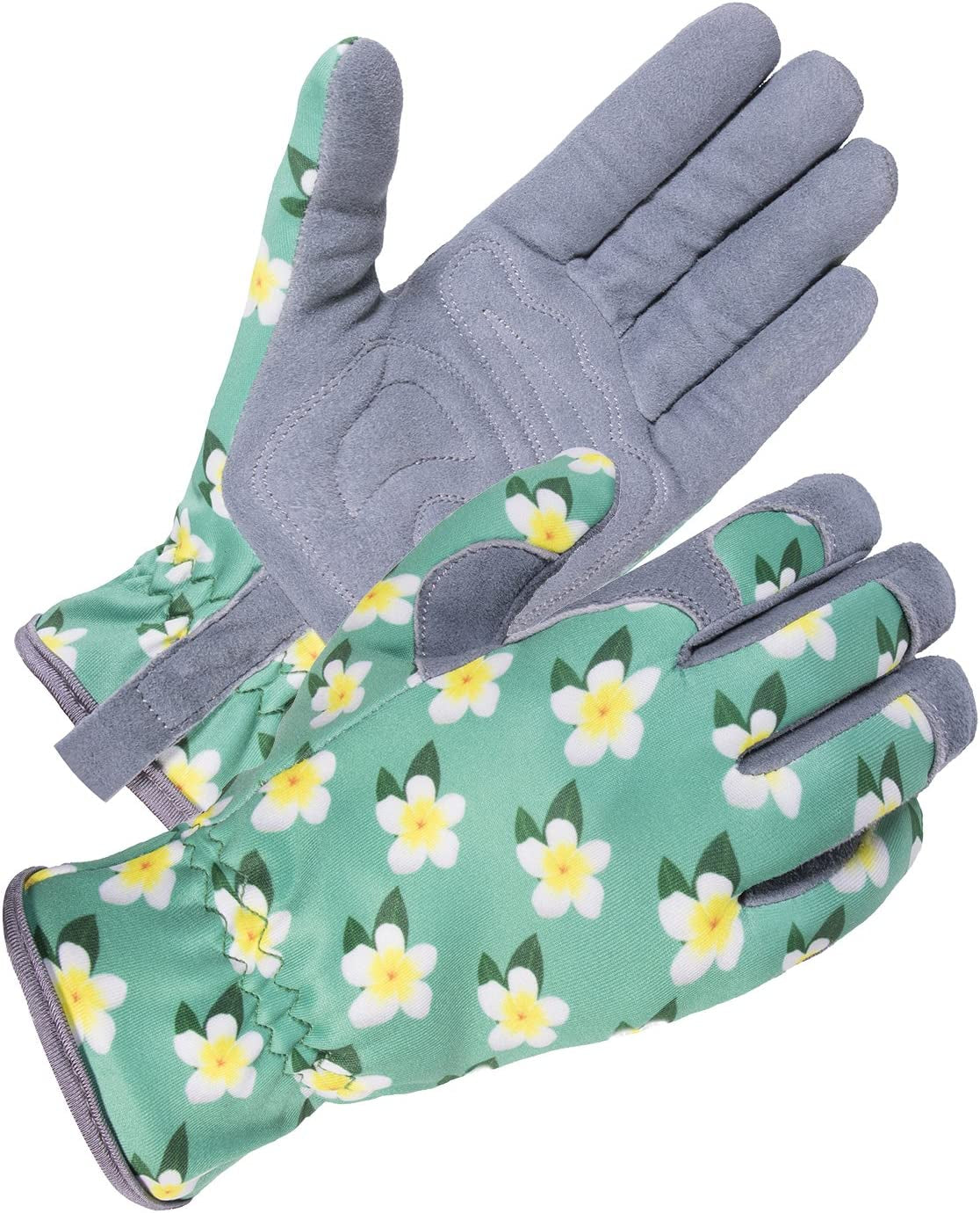 Deerskin Suede Leather Womens Gardening Gloves, Extra Soft Padded Hands Protection, Thorn-Proof and Puncture-Resistant (SD6611/M)